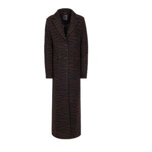 8 by YOOX Brown Textured Long Wool-Blend Coat – Made in Italy